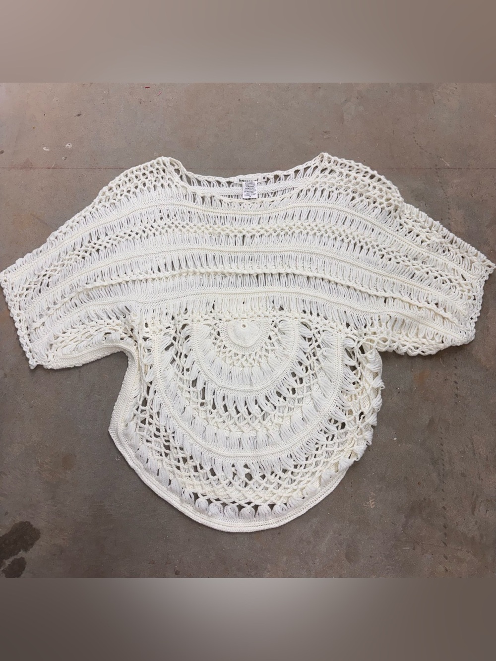 Breeze Ever White Crochet Knit Boho Top Womens Medium